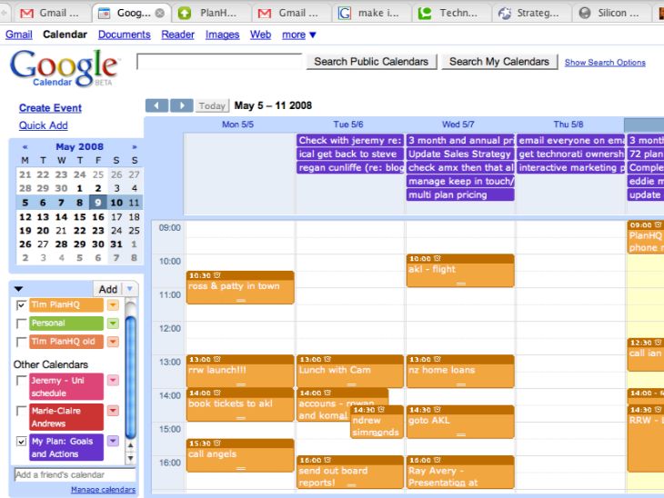 planhq google calendar ical sync